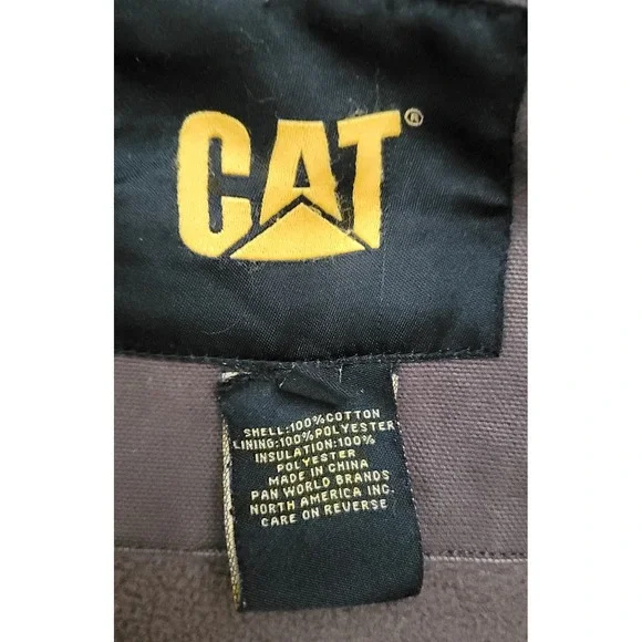 CAT Caterpillar Men's Distress Workwear Heavy Duty Brown Canvas Jacket Sz 2XL-T